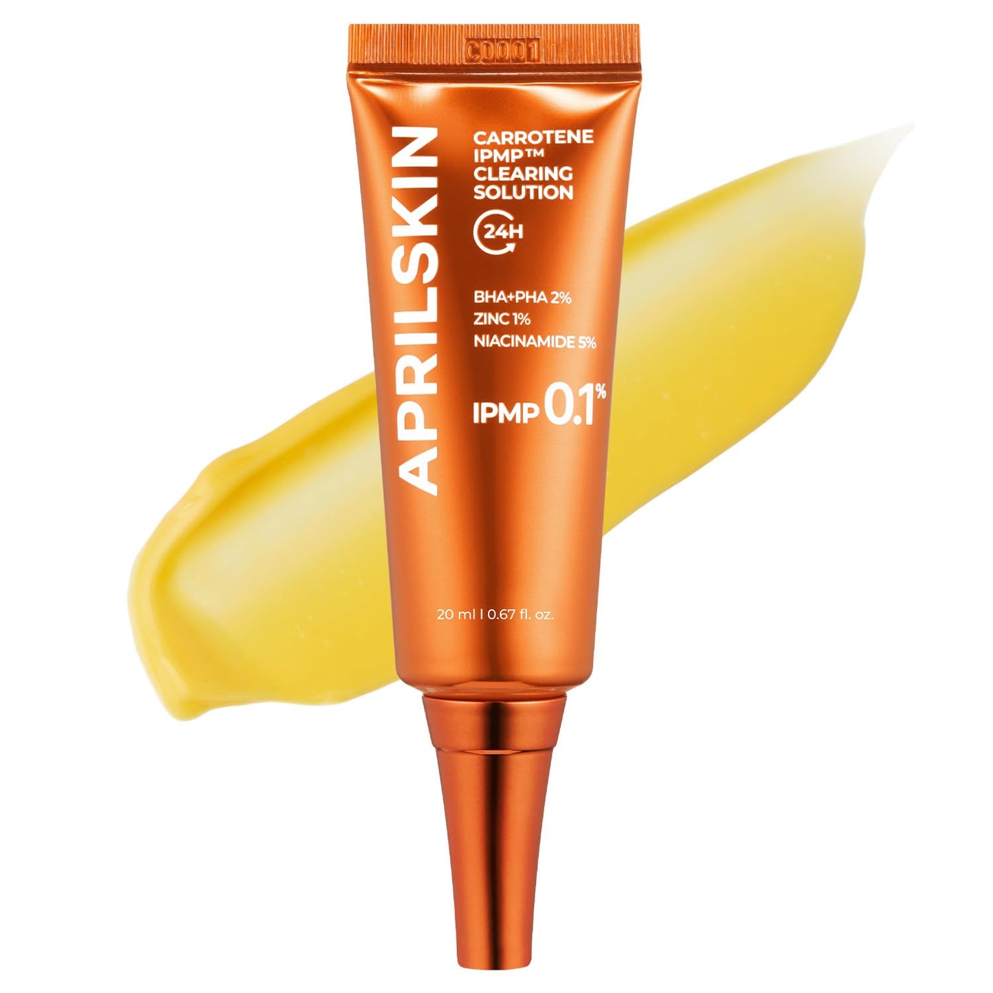 APRILSKIN Carrotene IPMP™ Clearing Solution || Quickly soothes troubled areas and helps clear blemishes | Formulated with BHA, AHA, Niacinamide & Zinc Oxide | Vegan, Cruelty-Free (0.67fl.oz.)
