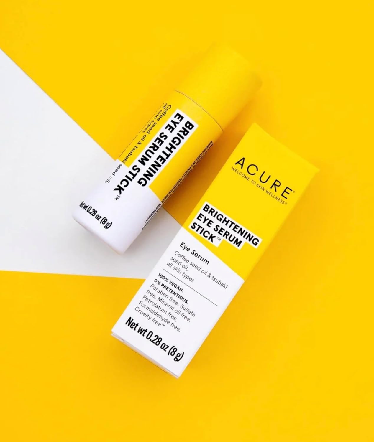 Acure Brightening Eye Serum Stick, Eye Serum, Coffee Seed Oil & Tsubaki Seed Oil, For All Skin Types, 0.28 oz
