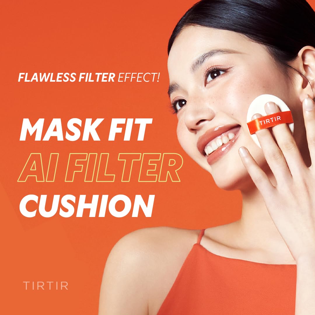 [*Mini Size*] TIRTIR Mask Fit Ai Filter Cushion Foundation | AI-Like Semi-Matte Finish - Up to 72-Hour Medium to Full Coverage Korean BB Cushion Make up Beauty, #43N Deep Cocoa, 0.15 Fl Oz