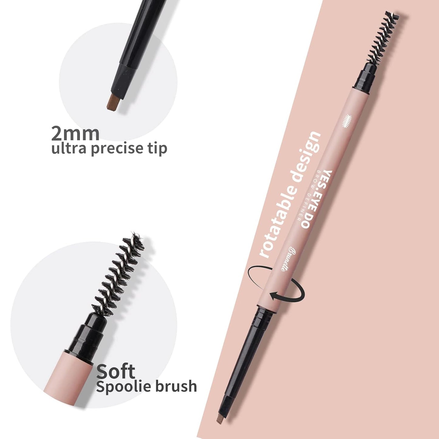 Black Eyebrow Pencil, Soft Black Eyebrow Pen with Hair Like Stroke, Ultra Slim Eye Brow Pencil for Natural-Looking Brows,Waterproof, Black YES.EYE DO