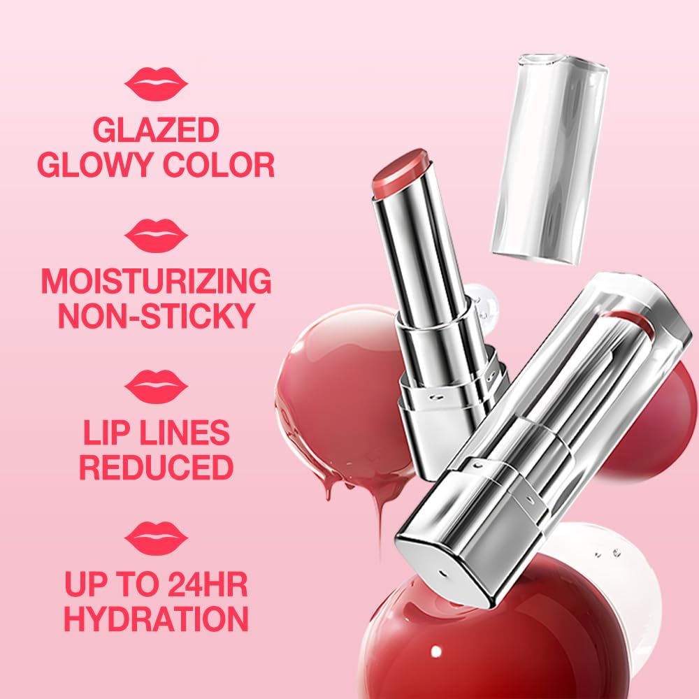 2Pcs Tinted Lip Balm Moisturizing Lipstick – Deep Rose Colored Bean Paste Sheer Hydrating Lip Color for Dry Lips – Nourishing Lip Balm for All Women with a Subtle Natural Scent (S05 & S05)