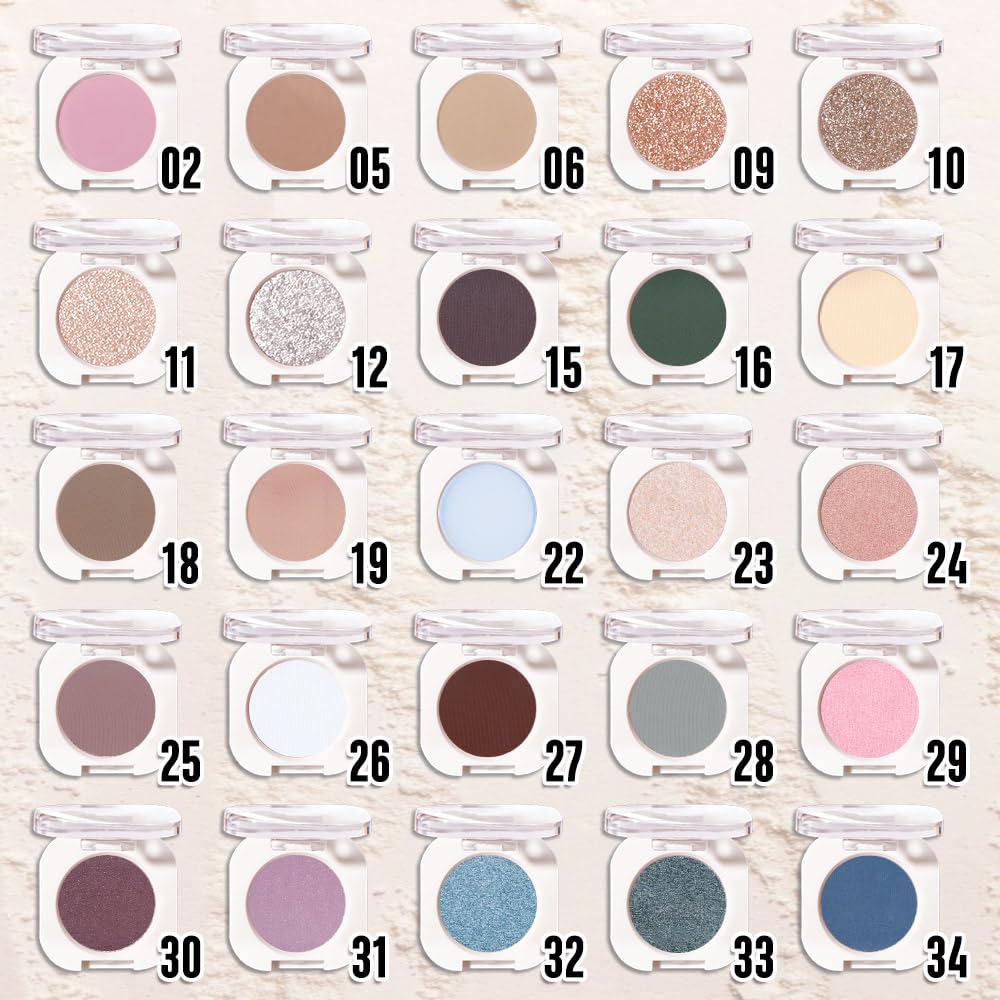 Smoky Beige Matte Eyeshadow Palette for Women, Single Monochrome Eye Shadow Makeup, Shiny Pressed Powder, Blendable Natural sombras para ojos, Holographic,Vegan,Travel -17