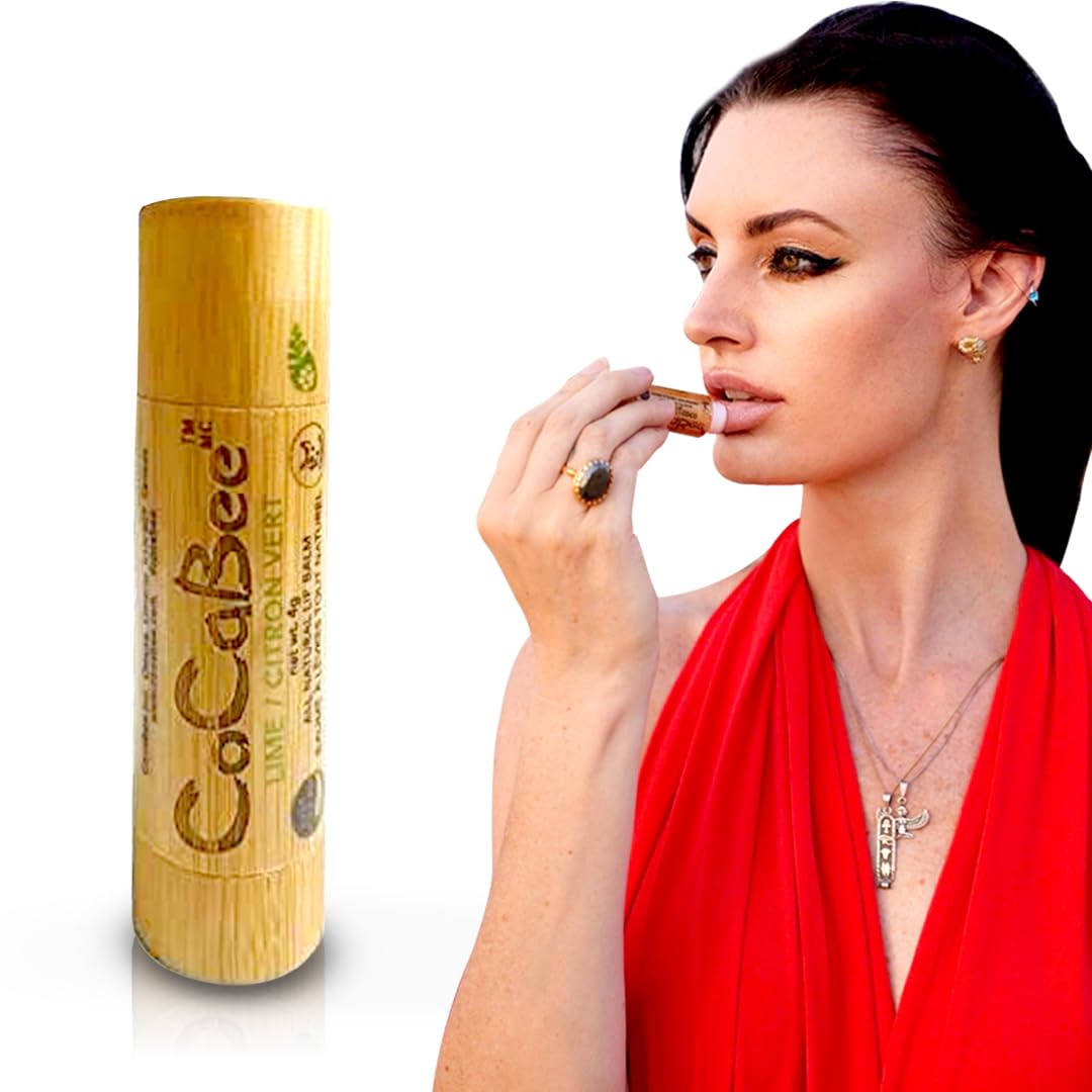 Chapstick Lip Balm Lip Moisturizer For Dry & Chapped Lips 100% Organic Lip Balm For Soft And Shiny Lips Cute And Portable Lip Care Balm for Kids and Women's With Bamboo Packaging (Lime)