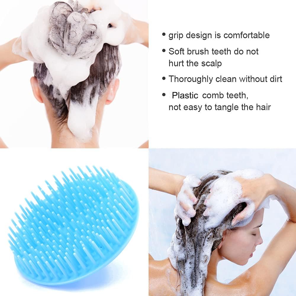 2 Pack Hair Scalp Massager Shampoo Brush Shower Head Scrubber Cleanser Massage Comb for Hair Growth Ease Dandruff Removal and Head Relaxation for Women and Men or Pets (Blue)