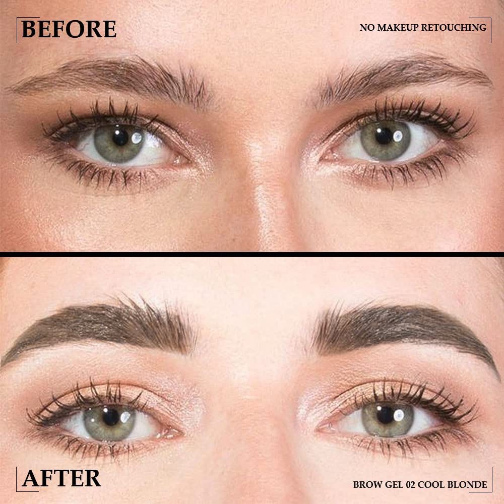 Kaely Thickening Brow Mascara,Tinted Eyebrow Gel Waterproof,Eyebrow Color Makeup,Brow Fast Sculpt,Vegan,Cruelty Free,maquillaje gel para cejas a prueba de agua,02 Cool Blonde