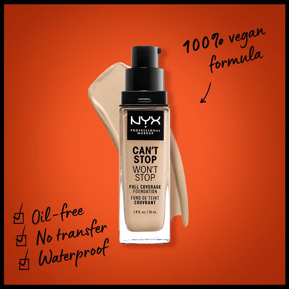 NYX PROFESSIONAL MAKEUP Can't Stop Won't Stop Foundation, 24h Full Coverage Matte Finish - Warm Vanilla