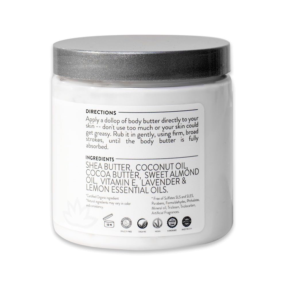 Glimmer Goddess Organic Whipped Body Butter for Women - Moisturizer Cream with Shea & Cocoa Butter, Almonds & Coconut Oil - Spiced Orange, 8oz