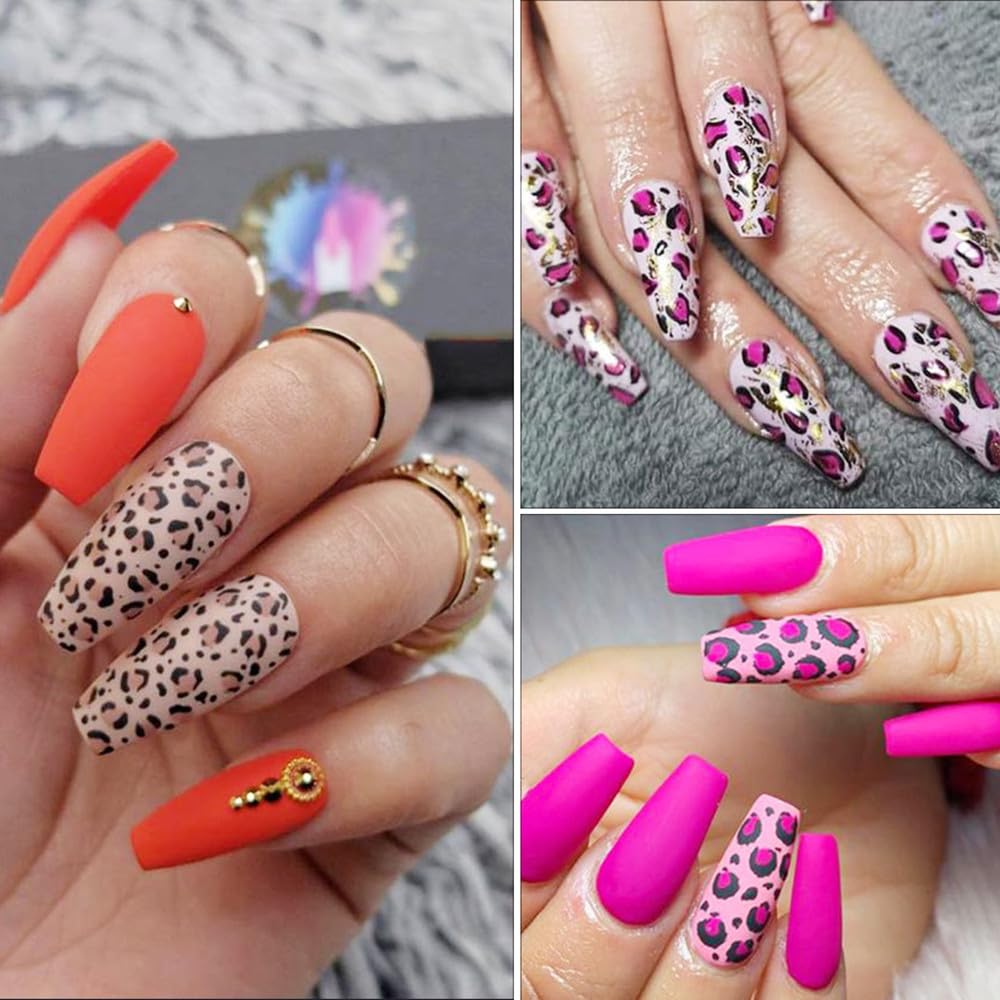 Leopard Snake Nail Stamping Plate Stencils for Nail Art Reusable 2Pcs Large Size Nail Stamper Plates Templates Cat Crocodiles Stripes Line Print Nail Design Stamp Plate Stainless Steel Nail Art Tools