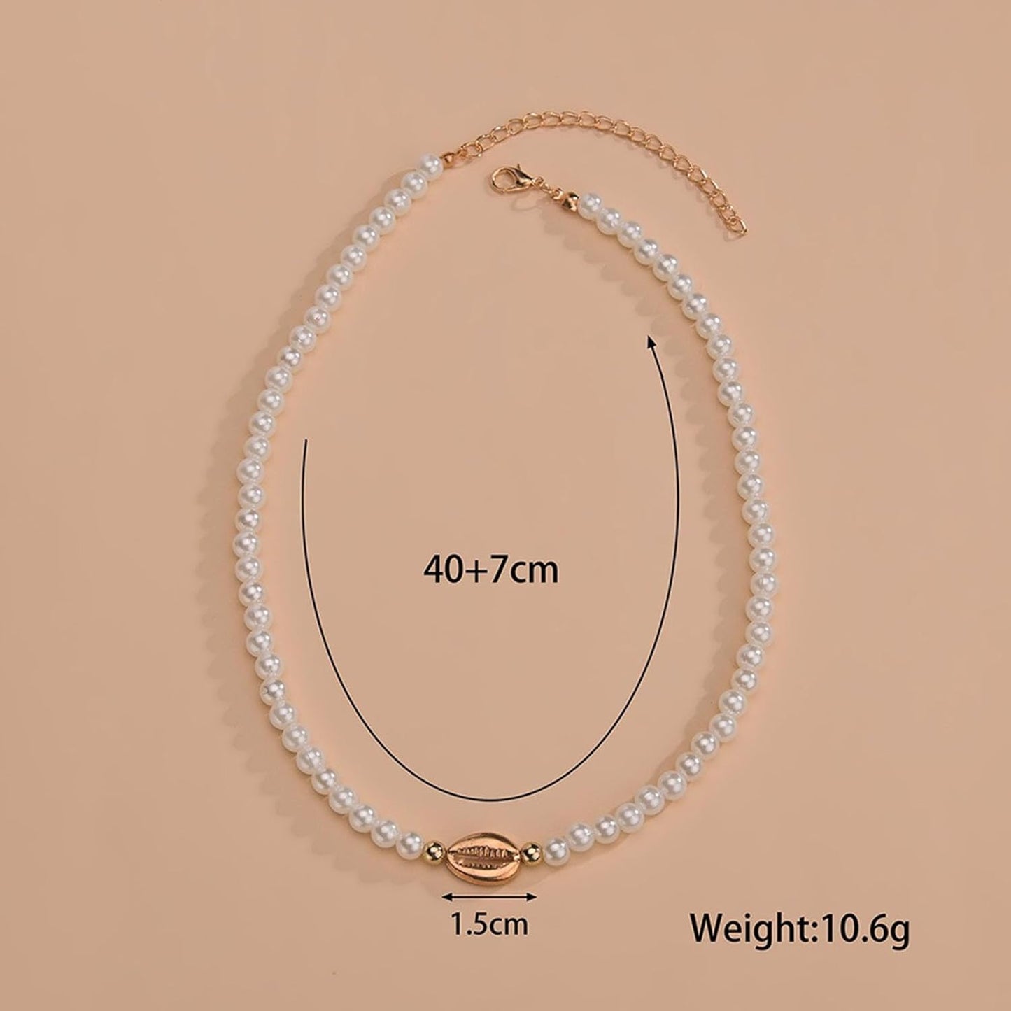 Boho Shell Pearl Necklace Choker Gold Dainty Pearl Strands Choker Necklaces Statement Seashell Surfer Necklaces Minimalist Baroque Pearl Necklace Chain Jewelry for Women