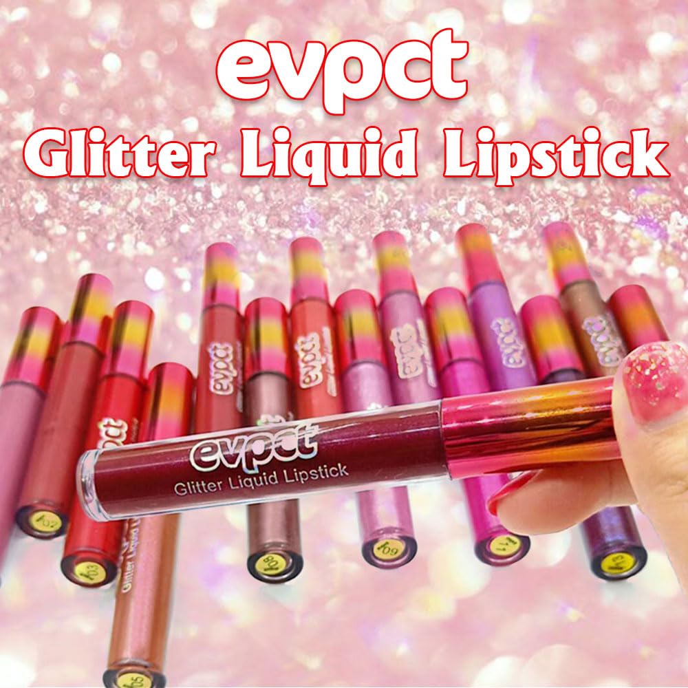 evpct 1Pcs Taupe Mauve Glitter Metallic Shimmer Diamond Lipstick Lip Gloss Stain Set for Women Long Lasting Waterproof, Mauve Purple Sparkle Glitter Matte long Wear Liquid Lipstick Lip Makeup Kit, 08#
