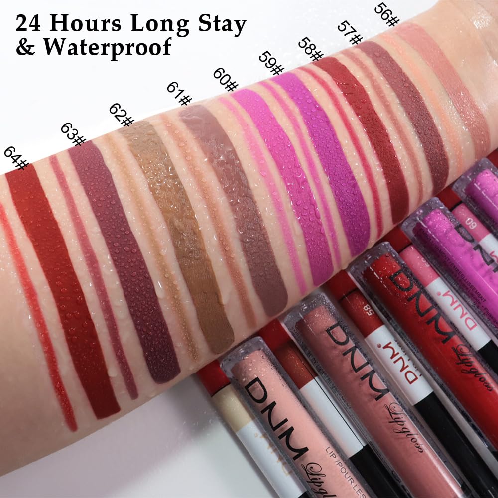 evpct 2Pcs Nude Matte Lip Liner and Lipstick Combo Set for Women, Nude Lip Combo Set Liquid Lips Stick Gloss and Lipliner Stains Set Long Lasting Waterproof, Lips Makeup 24 Hours labiales originales