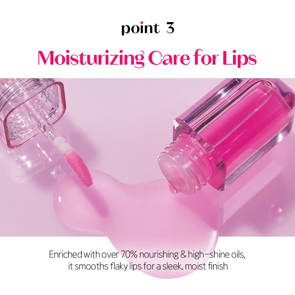 ETUDE Dear Darling Oil Tint #5 Red Oil 4.2g | High Moisturizing and Strong Hydrating Lip Oil/Lip Gloss | Smooth and Moist Lips | Non-Sticky Lip Oil Tint For Dry Lips | K-beauty