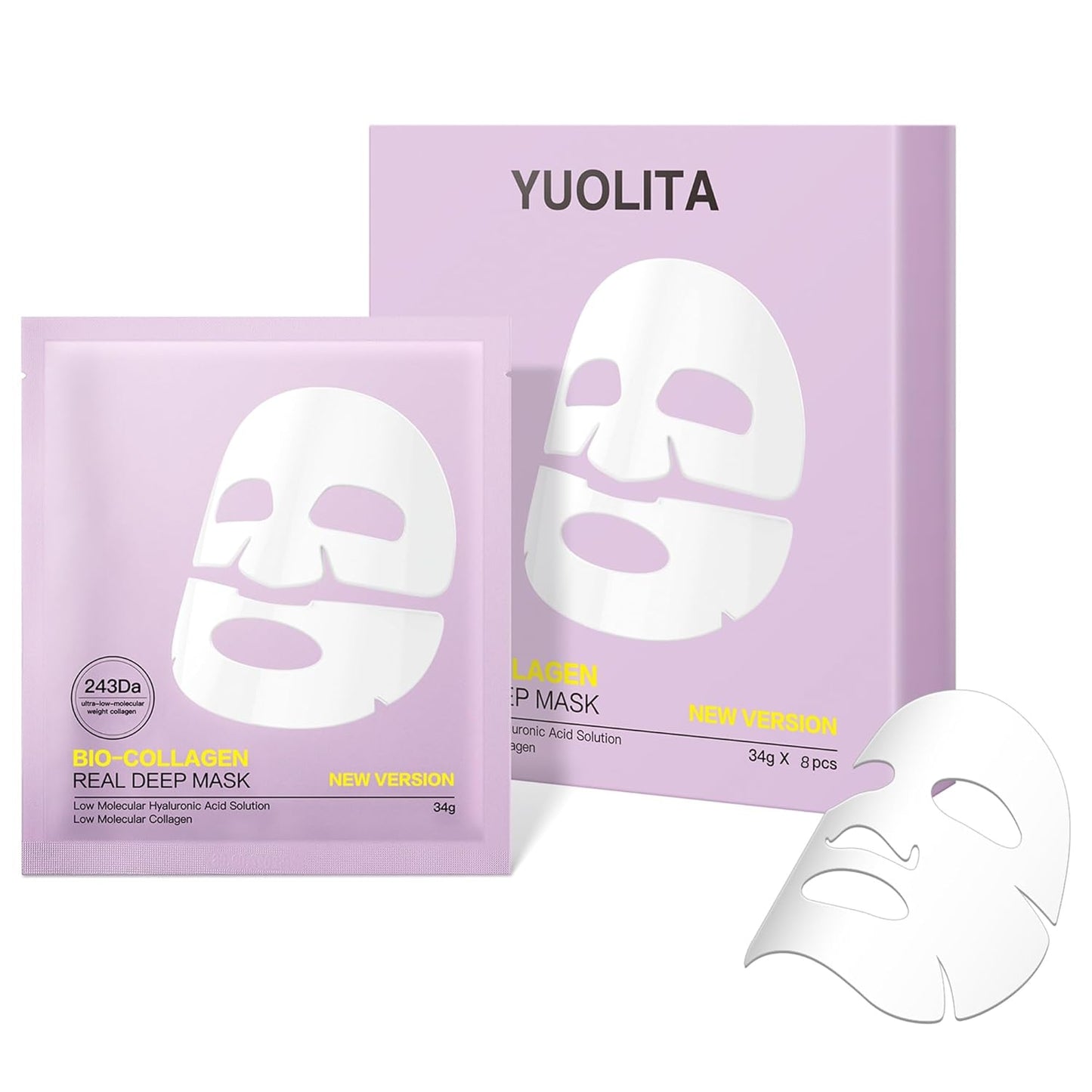 Deep Collagen Jelly Gel Face Mask,Bio-Collagen Facial Mask for Glass Glow Skin,Hydrating Hydrogel sheet Overnight Mask, low molecular weight collagen for lifting, firming, and moisturizing
