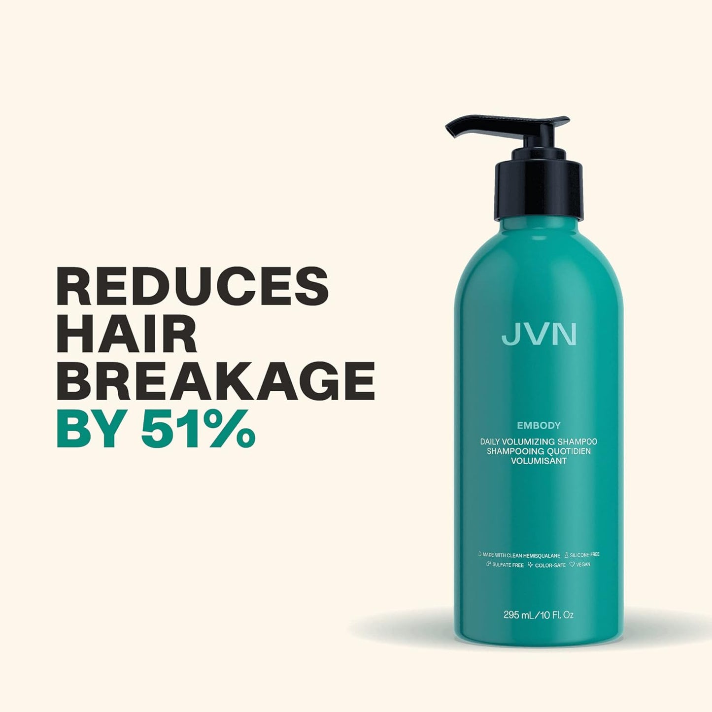 JVN Embody Volumizing Shampoo, Clean, Volume-Boosting Shampoo for All Hair Types, Clarifying, Adds Fullness and Restores Shine, Sulfate-Free, 10 Fluid Ounces