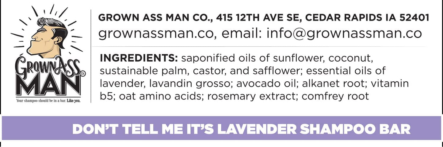 Solid Shampoo Bar Rich Lather 3 in 1: Hair, Beard & Body Wash - Plastic Free & Eco-Friendly, Natural & Organic for All Hair Types, 4oz Bar (Don't Tell Me It's Lavender, 3-Pack)