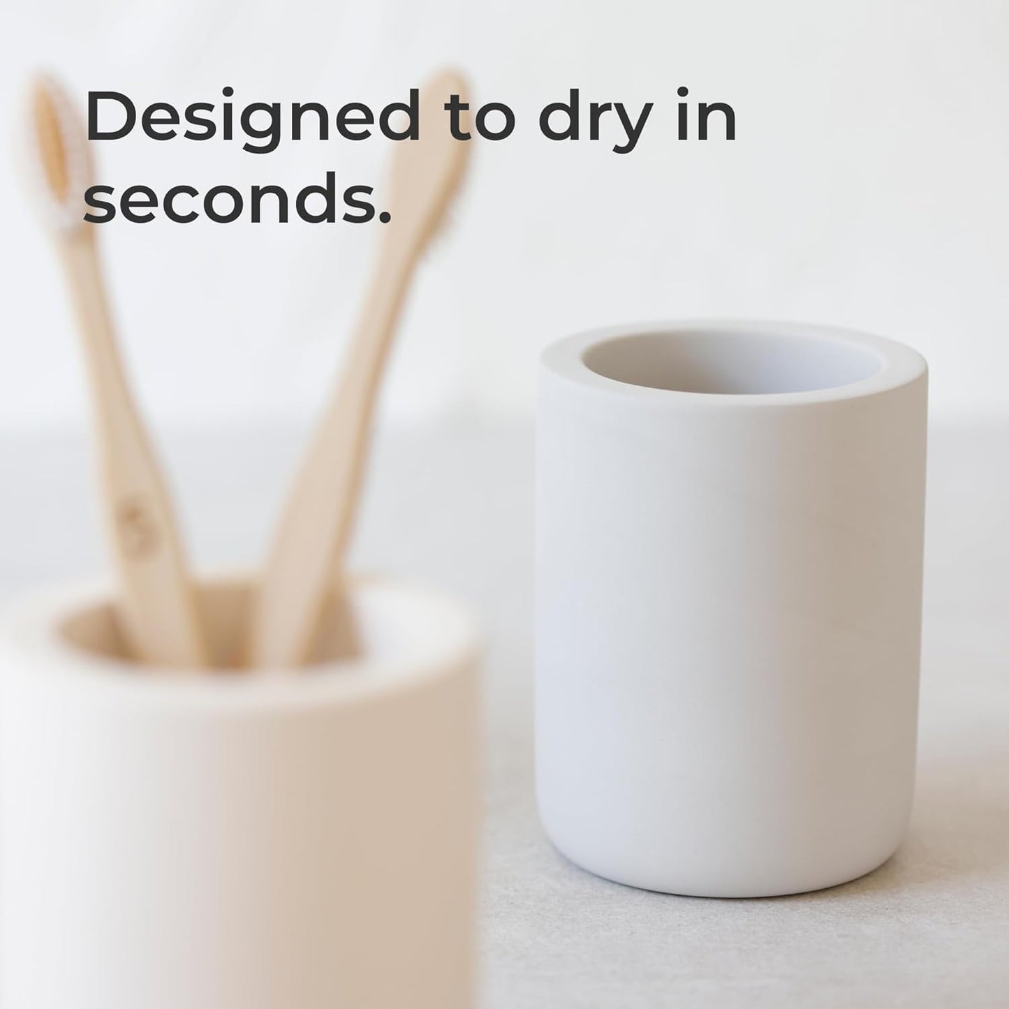 Selegna Drying Stone Toothbrush Holder, Diatomite Toothbrush Holders for Bathroom, Quick Drying Electric Toothbrush & Toothpaste Holder Cup, Diatomaceous Earth Bathroom Sink Organizer (Light Grey)