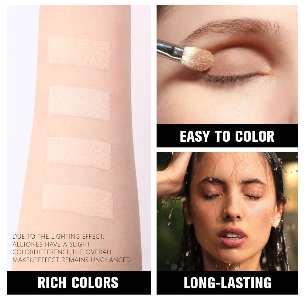 evpct Nude Eyeshadow Quad Palette, Light Nude Pink Beige Ivory Champagne Shimmer Matte Waterproof High Pigment Primer Mini Eye Shadow Palette Makeup for older Women, Smudge Proof Vegan, Bright Nudes