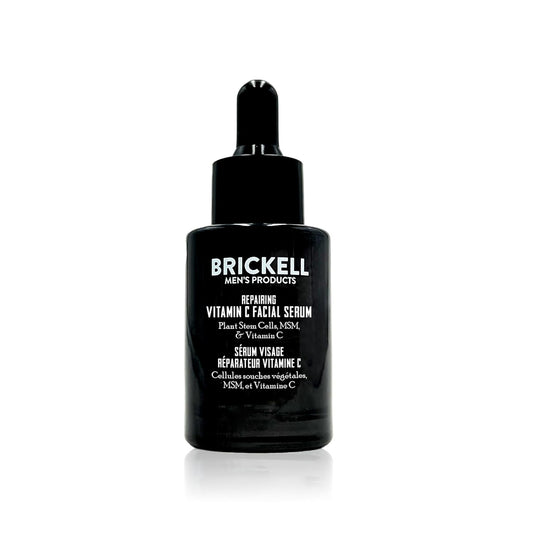 Brickell Men's Anti Aging Vitamin C Serum For Face, Repairing Night Facial Serum for Men, Natural and Organic Hyaluronic Acid Serum For Face to Diminish Wrinkles and Reduce Redness, 1 Ounce, Unscented