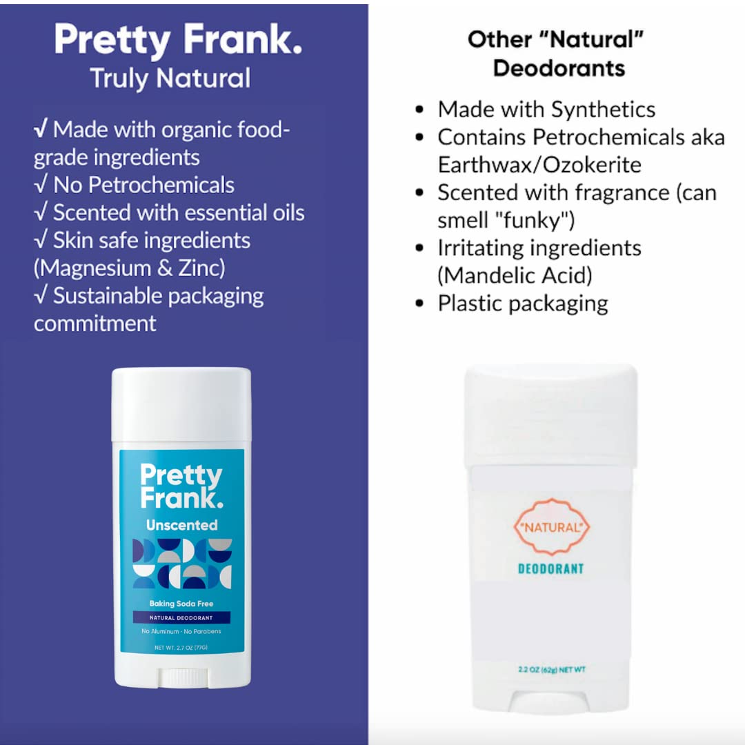 Pretty Frank Natural Aluminum-Free Deodorant Stick, Baking Soda-Free, Coconut Lime (1-Pack) | Sensitive Skin Friendly, Effective Odor Control for Women & Men, Organic Ingredients and Essential Oils