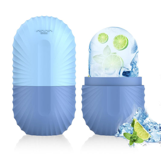 Ice Roller for Face and Eye, Silicone Ice Facial Roller Ice Holder, Face Ice Mold Skin Care, Face Icers Reusable Ice Cube Roller for Shrink Pores Anti Wrinkle Reduce Puffiness, Blue
