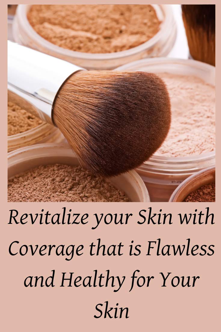 Mineral Face Powder Foundation Makeup. Natural Full Coverage Loose Foundation with Vitamin and Green Tea. Made in USA