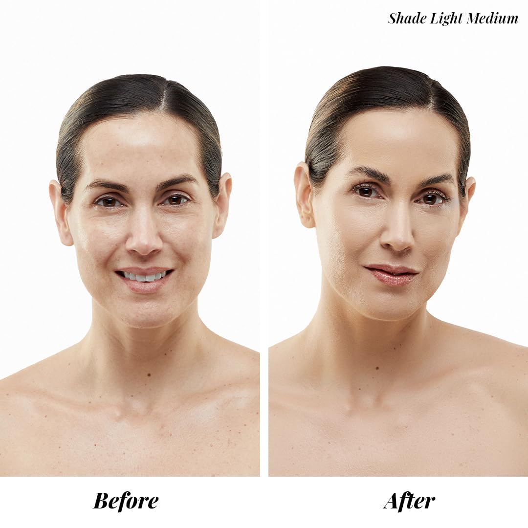 MagicMinerals AirBrush Foundation by Jerome Alexander – 2pc Set with Airbrush Foundation and Kabuki Brush - Spray Makeup with Anti-aging Ingredients for Smooth Radiant Skin - Bright Medium