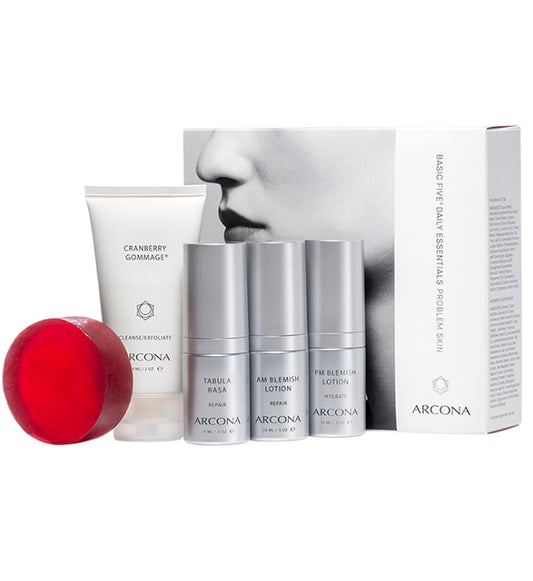 ARCONA Basic 5 Daily Essentials Problem Skin - Our 5 Piece Set Exclusively Designed for Blemish, Hormonal + Blemish Prone Skin. Made In The USA