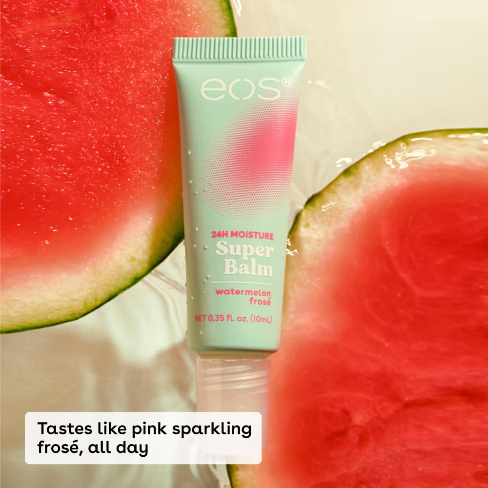 eos 24H Moisture Super Balm- Watermelon Frosé & Mango Melonade, Lip Mask, Day or Night Lip Treatment, Made for Sensitive Skin, 0.35 fl oz, 2-Pack