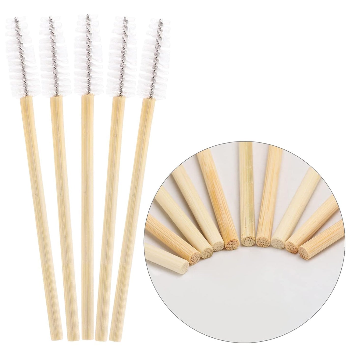 Tbestmax 300 Disposable Mascara Wands Eyelash Brush Spoolies for Eye Lash Extension Eyebrow Bamboo Stick White