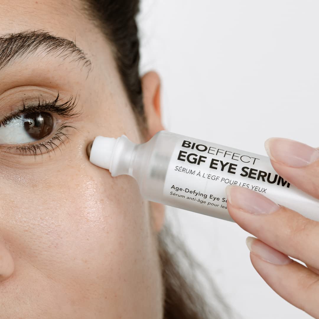 BIOEFFECT EGF Eye Serum with De-Puffer Rollerball, Anti-Aging, Moisturizing Contour Gel To Visibly Reduce Wrinkles, Puffiness, Fine Lines with Barley Growth-Factor Protein