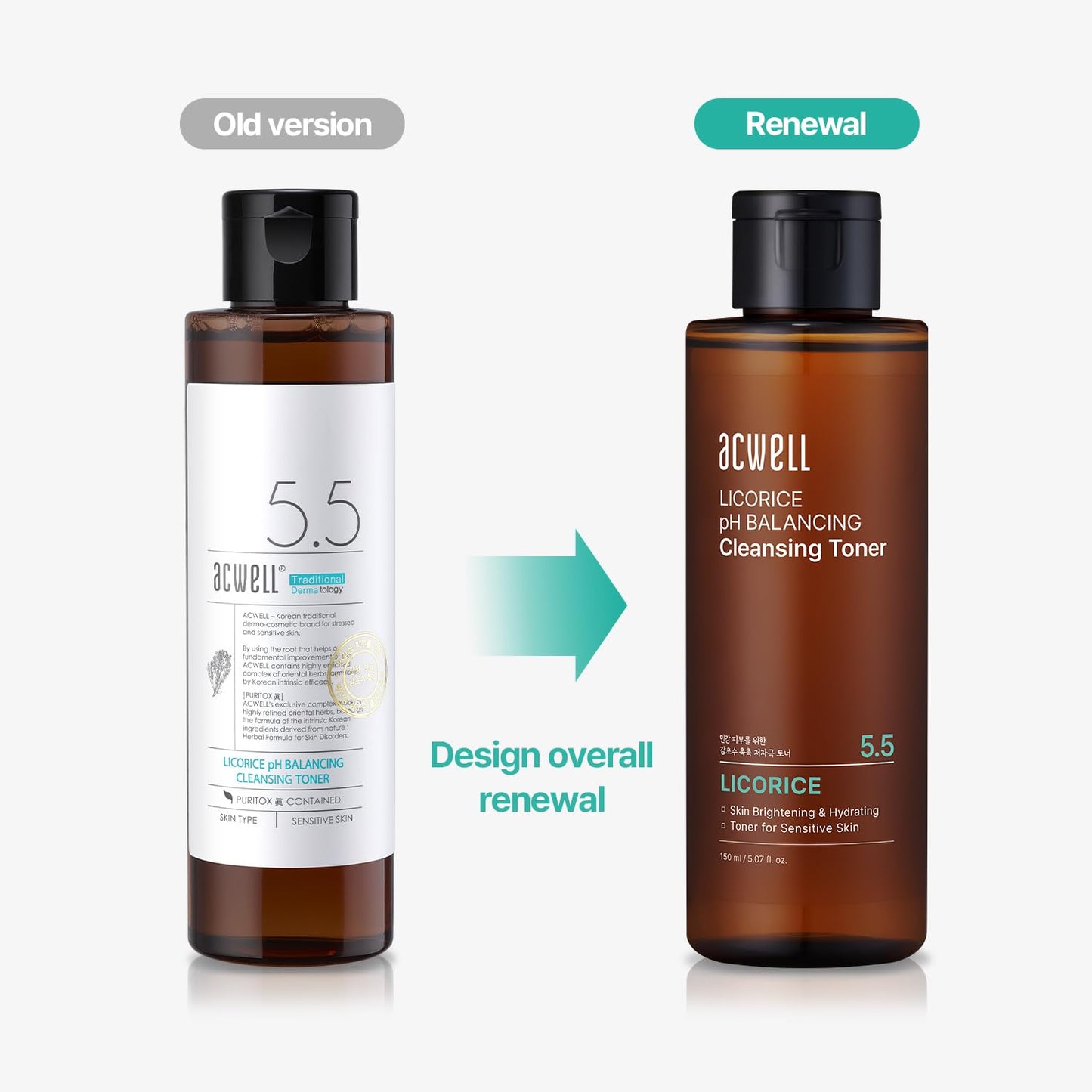 ACWELL Licorice pH Balancing Korean Toner for Cleansing 5.07 fl.oz. - Alcohol-Free PH5.5 Hydrating Facial Astringent - Skin Clarifying & Hydration Boosting Toner