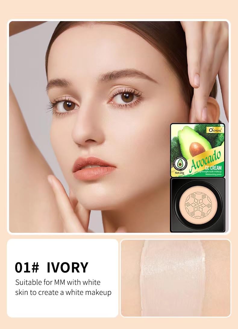 Mushroom Head Air Cushion BB Cream Foundation Cream for Face Makeup Concealer Cushion for Face Comestics Make Up Cushion Compact Ivory