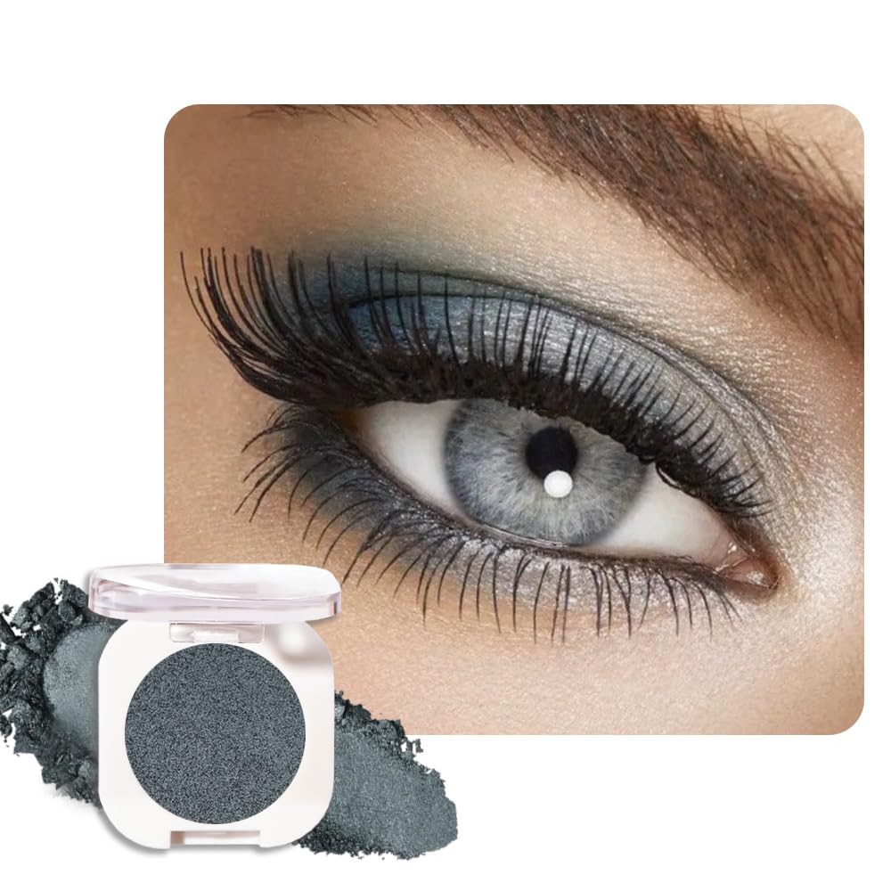 Dark Teal Glitter Eyeshadow Palette for Women, Single Monochrome Eye Shadow Makeup, Shiny Pressed Powder, Blendable Natural sombras para ojos, Holographic,Vegan,Travel -33