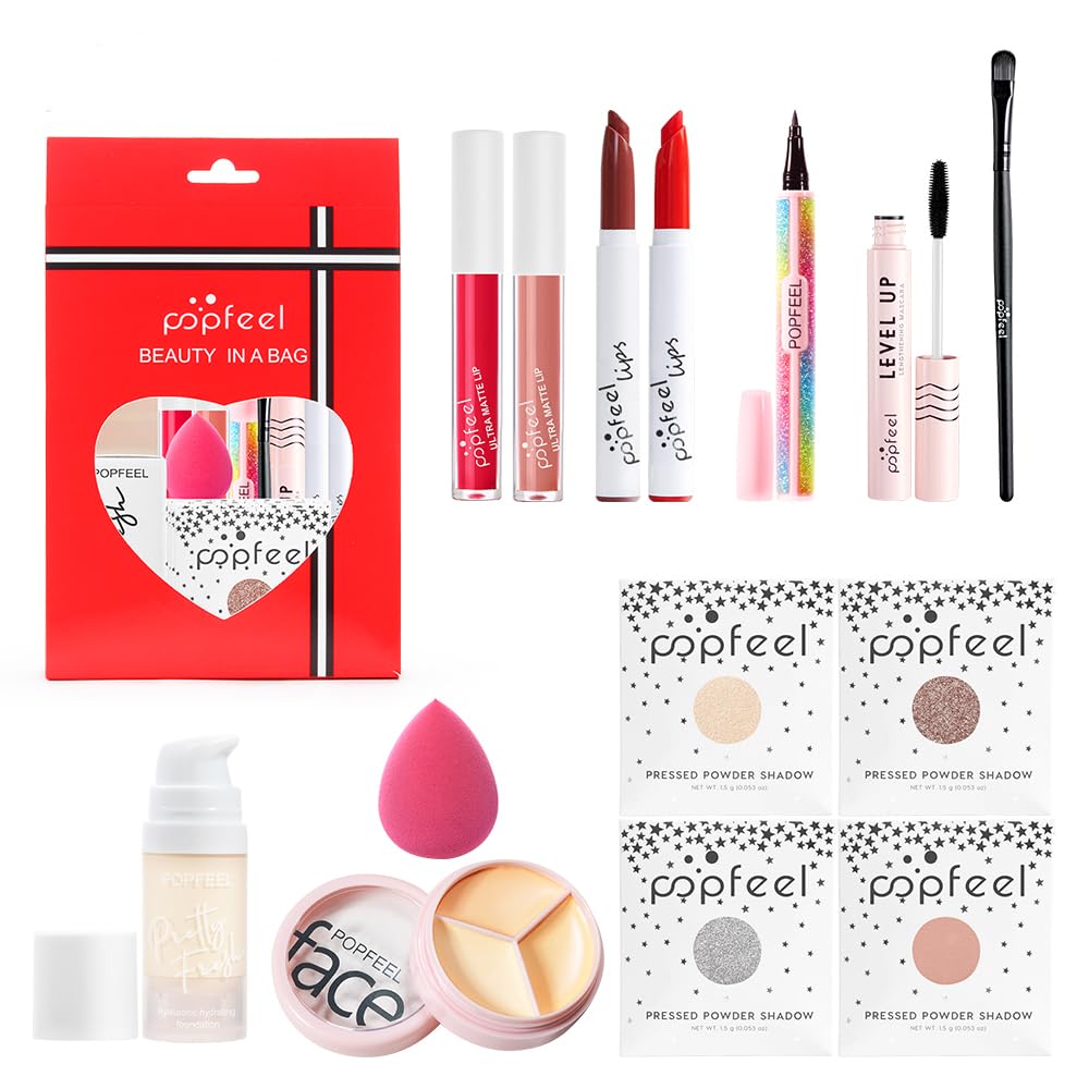 All in One Eyeshadow Palette Makeup Set, Makeup Kits with Foundation, Mascara, Concealer Lipstick Gloss, Eye Liner,Travel Makeup Bundle Makeup Gift Box for Women Girl Maquillaje