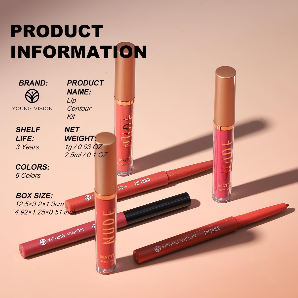 YOUNG VISION Liquid Lipstick & Lip liner Combo Set, Matte Lip Contour Kit - Durable, Waterproof, Kit de Labios Matte for Lasting Definition…