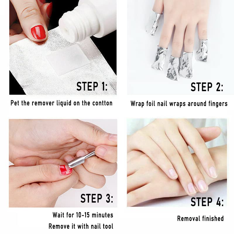 400Pcs Nail Polish Remover Gel Nail Foil Wraps Aluminium Soak Off Foils Cotton Pads Gel Nail Polish Wraps Removal Tool Finger Nail Polish Remover with Lint-Free Lager Cotton Pad