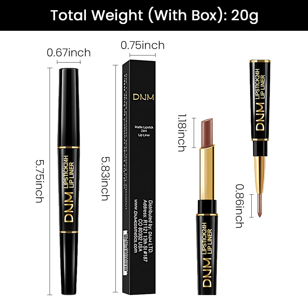 evpct 3Pcs Light Nude Dark Deep Brown Matte Lip Liner and Lipstick Combo Set Kit for Women, Magic Lipstick 24 Hours Original Lip Liner Makeup Stain Gloss Plumper Long Lasting Waterproof labial