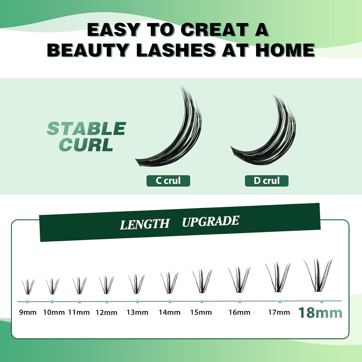 Lash Clusters 300pcs Individual Lashes 50D 0.07D Curl 18mm DIY Eyelash Extension KEYYOU Large Tray Volume Soft&Natural Cluster Lashes(50D-0.07D,18）