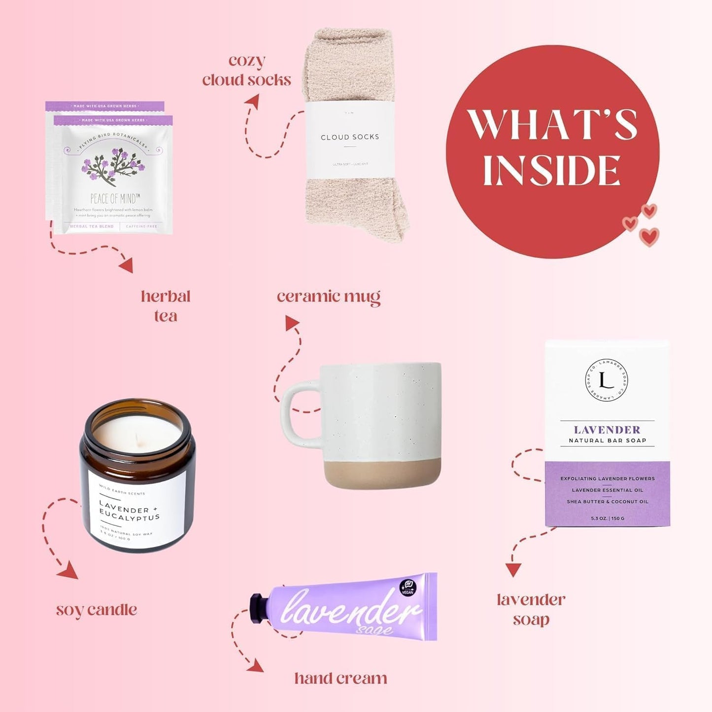 Unboxme Lavender Spa Gift Set - Relaxation Gifts For Women - Get Well Soon Gift Basket with Scented Candle, Bath Bomb, Soap ("Get Well Soon" Greeting Card, Classic Lavender Collection)