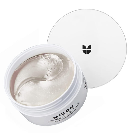 MIZON Pure Pearl Eye Gel Patch with Pearl, Diamond Powder, and Niacinamide for Radiance, Firming, and Nourishment – 60pcs – Improves Dark Circles and Luminosity