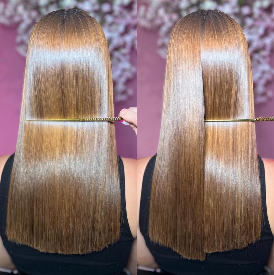 KERATIN RESEARCH Brazilian Keratin Hair Straightening and Smoothing Blowout Treatment Professional Organic Results shiny Hair with Natural look Queratina Keratina (4 OZ Original)