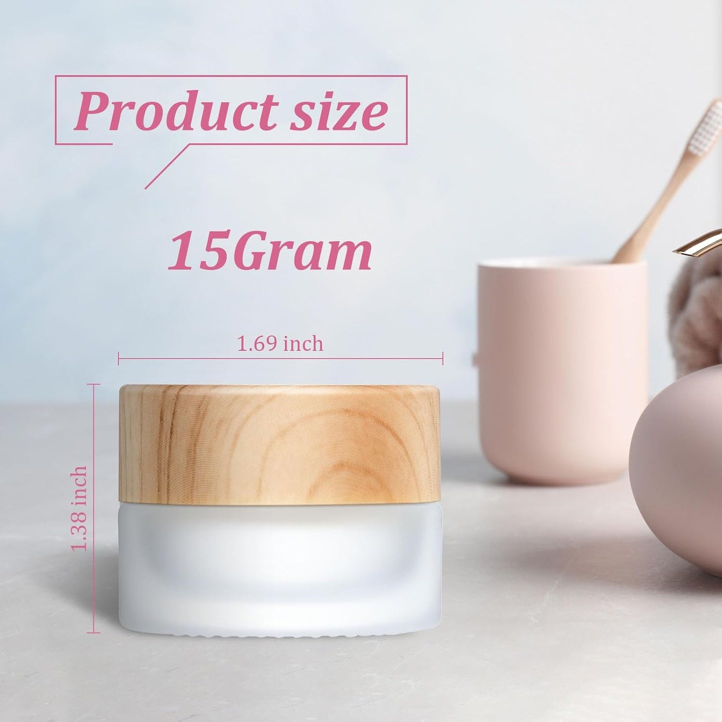 Geiserailie 10 Pieces Glass Cosmetic Containers Empty Sample Jars with Leak Proof Lids Makeup Sample Containers for Lotion Cream Cosmetic (15 Gram)