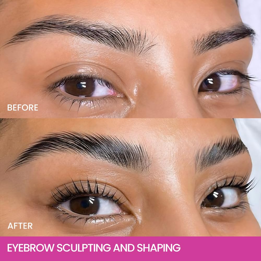 Kaely PROFESSIONAL MAKEUP Brow Glue, Tinted Eyebrow Gel, Eyebrow Mascara Waterproof, gel para cejas a prueba de agua, Eye Brow Fast Sculpt, Vegan & Cruelty-Free, 2Pcs-05 Black