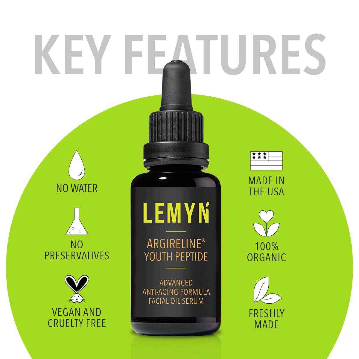 Argireline Youth Peptide Face Oil Serum | Anti-Aging, Hydrating, and Firming | Freshly Made Skincare | 15ml