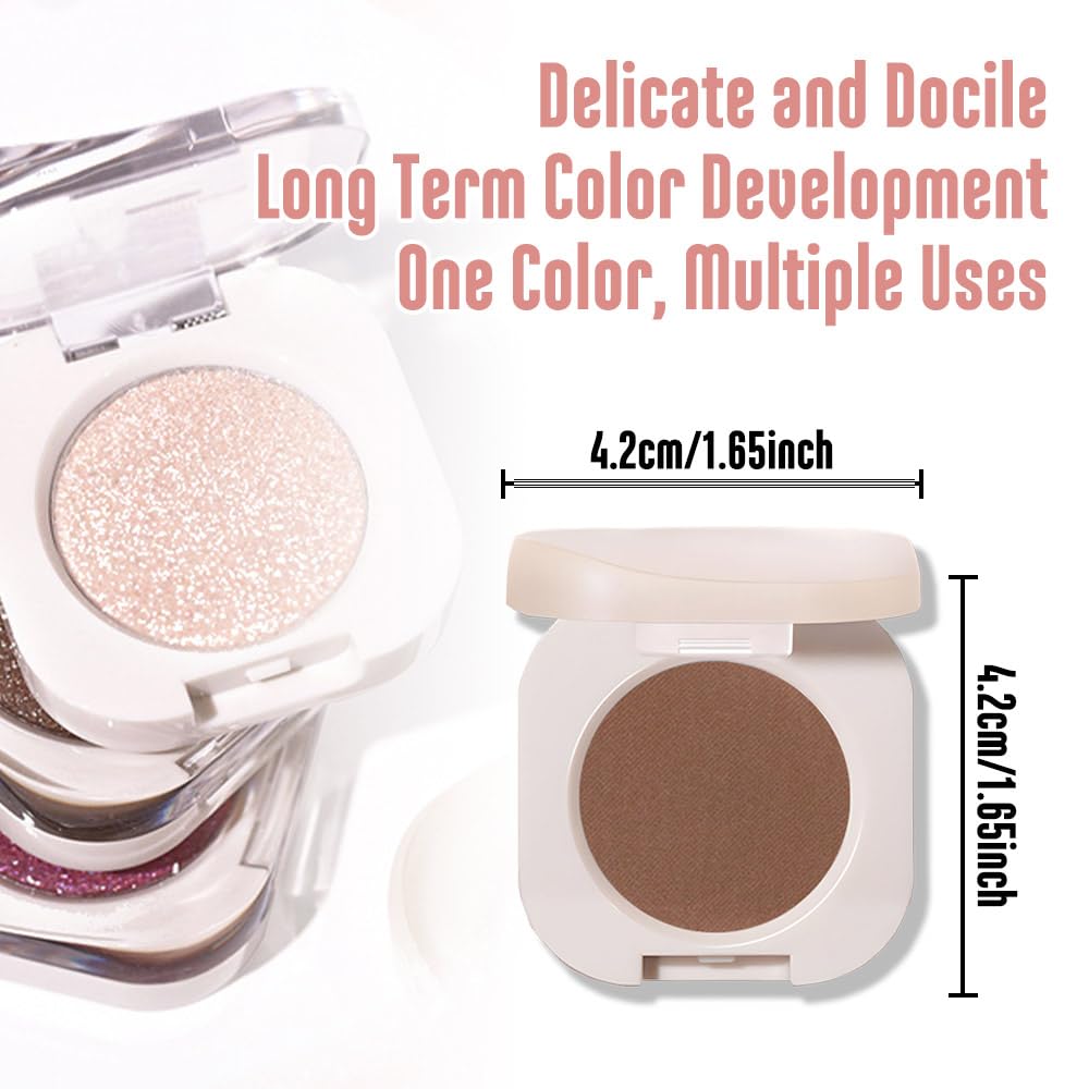Single Nude Coffee Brown Matte Eyeshadow,Bright Intense Monochrome Eye Shadow,Apply Makeup Easily,Matte Pressed Powder Single Eyeshadow,24 Hour Eye Makeup Longwear Waterproof