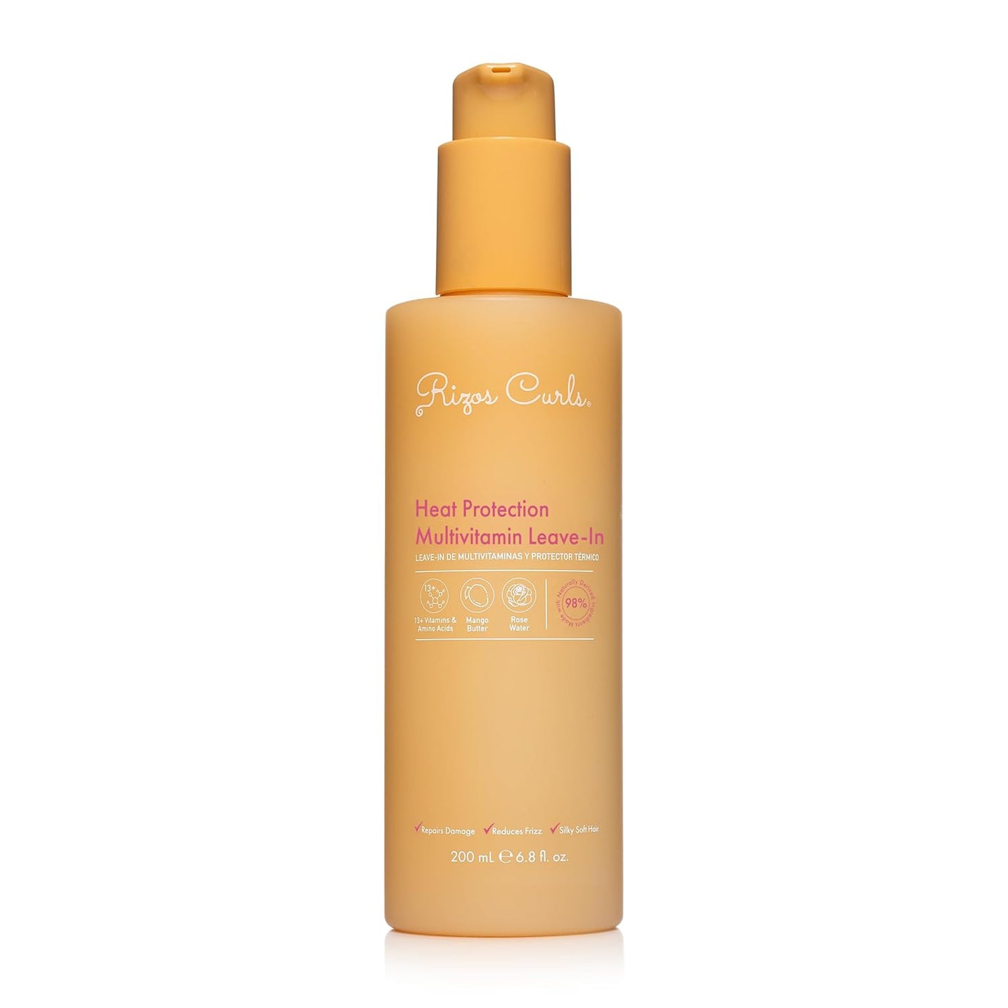 Rizos Curls Multivitamin Leave-In Heat Protection Up to 450°F – Strengthen, Repair & Add Shine to Straight, Wavy, Curly, Coily Hair Types 1a–4c – Sulfate & Paraben Free