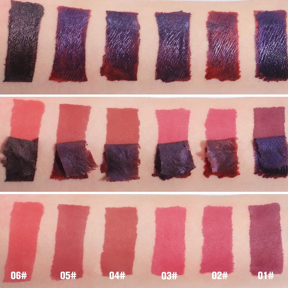 evpct 2Pcs Mauve Red & Nude Brwon Peel Off Lip Stain Tints, Matte Liquid Lipstick Lip Stain Long Lasting Waterproof for Women, Longwear Lipstick Peel Off Highly Pigmented Smudge-proof Easy to Apply