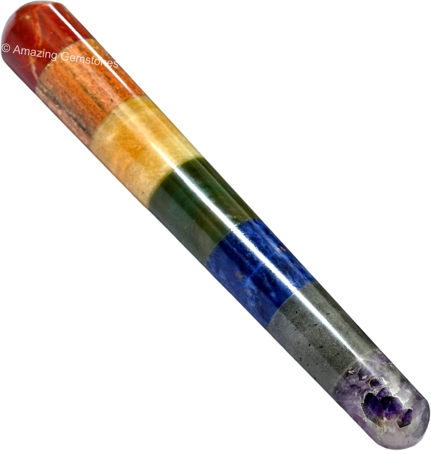 Amazing Gemstone Large Chakra Crystal Wand Massage Stick - Pelvic Wand Gua Sha for Adults - Crystals and Healing Stones Massage Wands for Adults Gifts (Smooth)