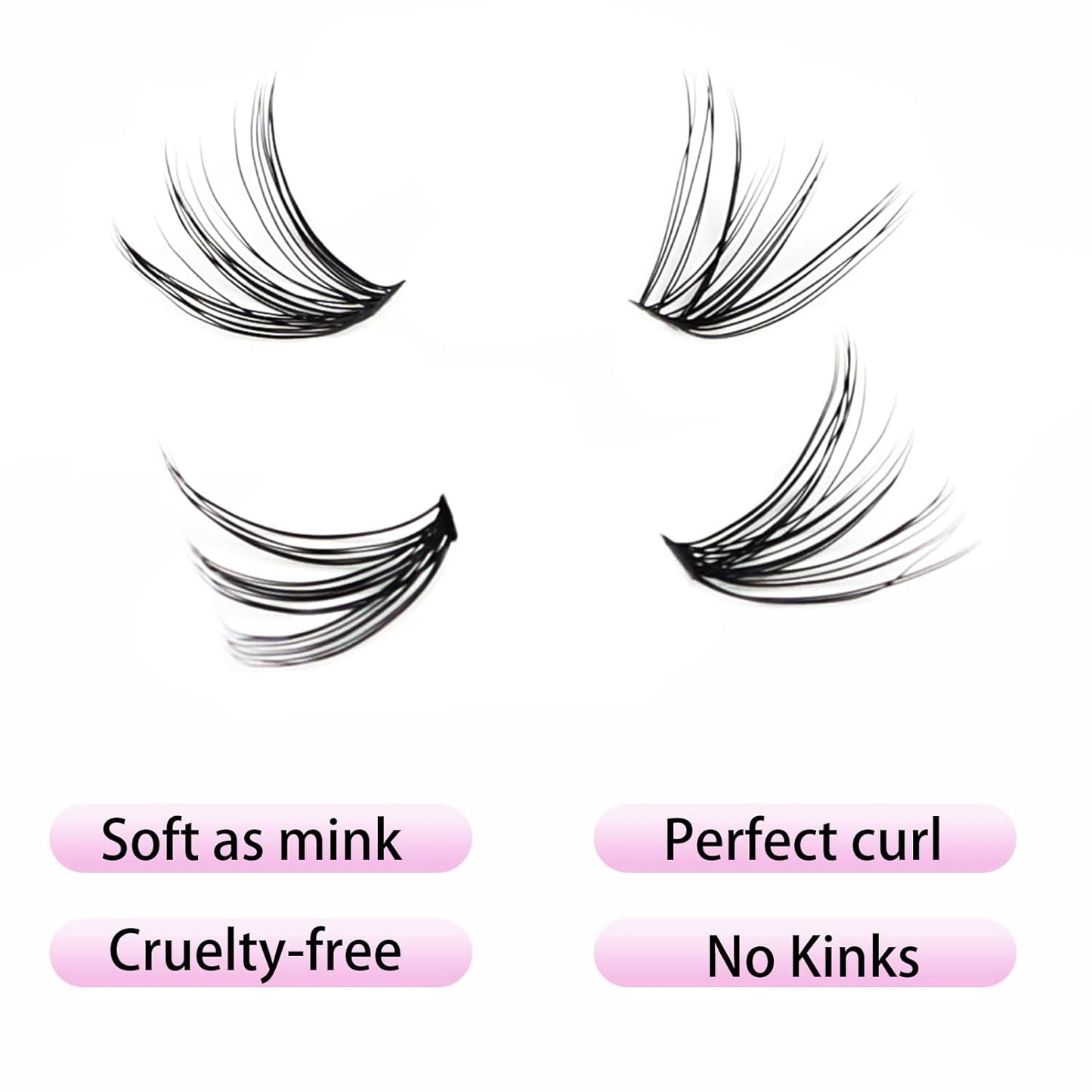 Lash Clusters LAUBESS Individual Lashes Waterproof Eyelash Clusters Mixed Tray Cluster Eyelash Extensions Soft Cluster Lashes for Beginners (30D-D-15)