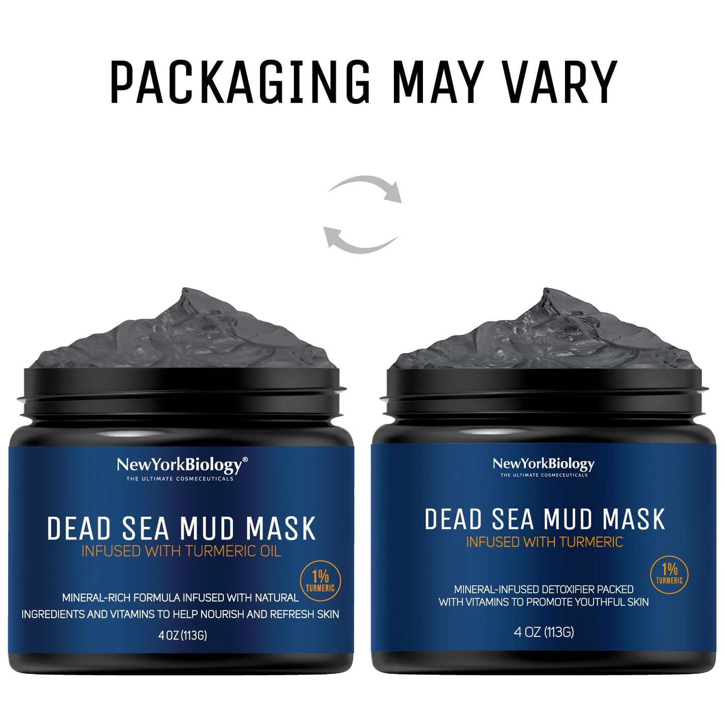 New York Biology Dead Sea Mud Mask for Face and Body | with Turmeric Oil | Spa Quality Pore Refiner for Oily Skin | Natural Skincare for Women & Men | Tighten Skin for A Healthier Complexion | 4 oz